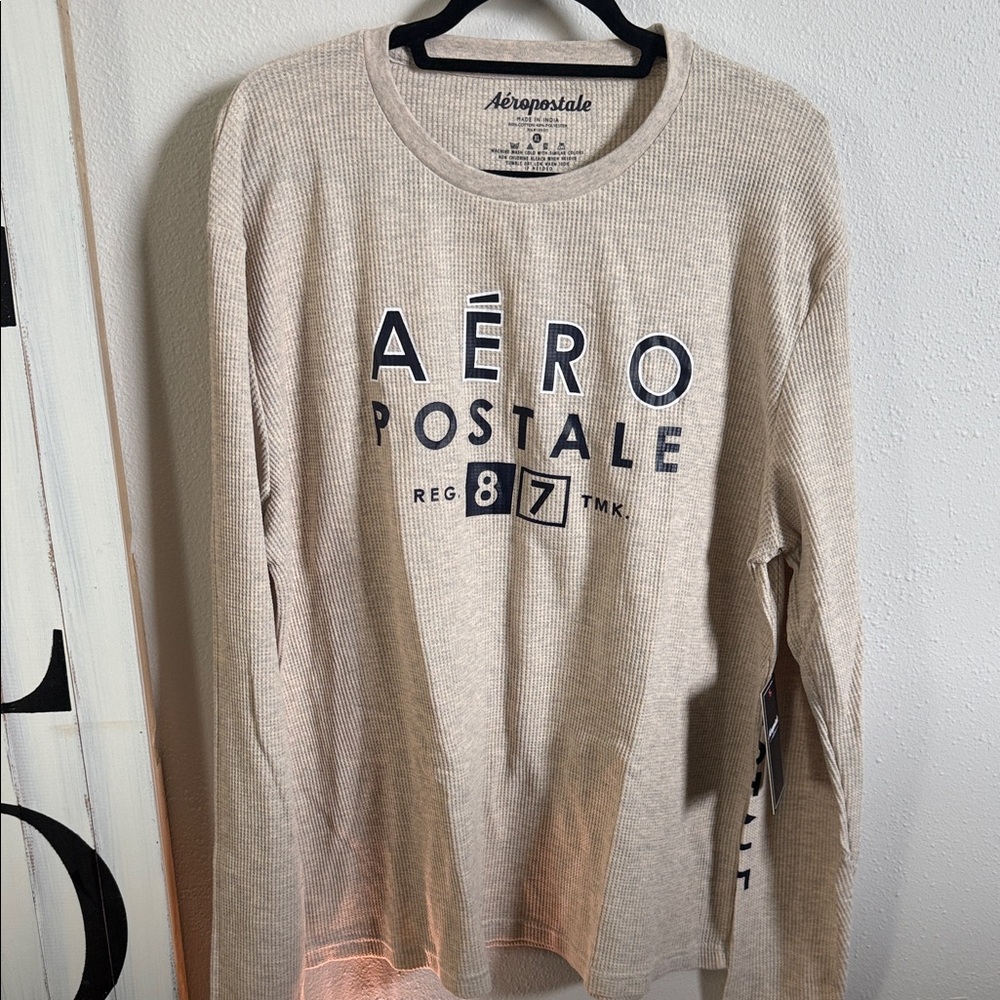 Aeropostale Men's Tan Long Sleeve Tee